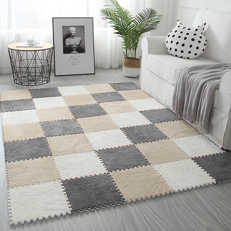 10PCS Soft Plush Activity Play Mat Reusable EVA Foam Puzzle Carpet Children Room Keep Warm Non-slip Floor Mat Washable 30*30*1CM