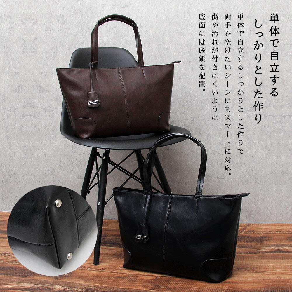 Men's Split Leather Business Tote Bag, Large Capacity, Compartment, A4 Size, with Studs, Lightweight, Casual, for Women