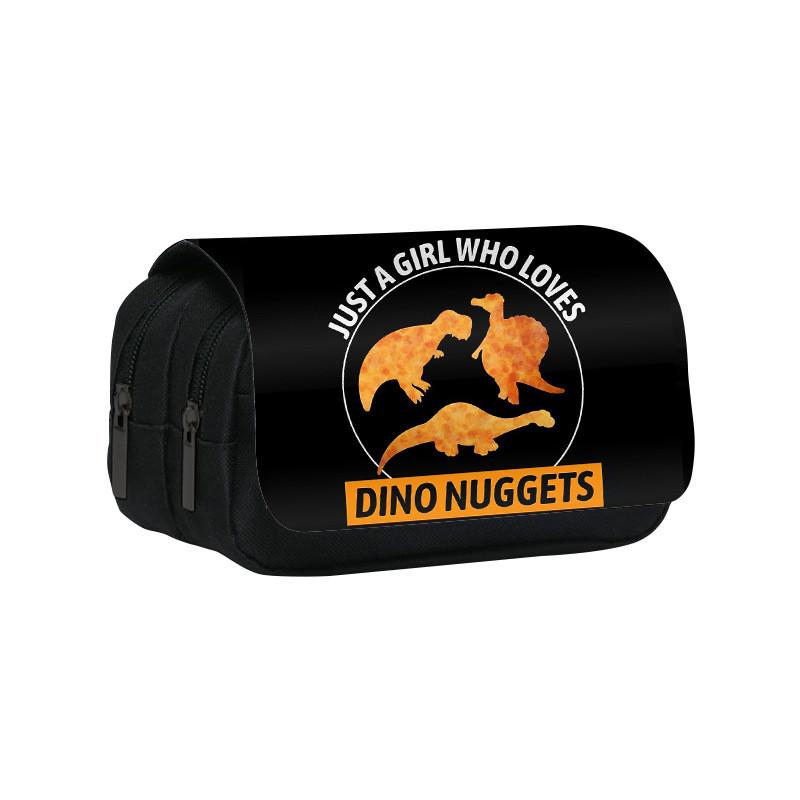 Dinosaur Chicken Nugget Double Layer Pencil Case With Nylon Material For Students And School Supplies
