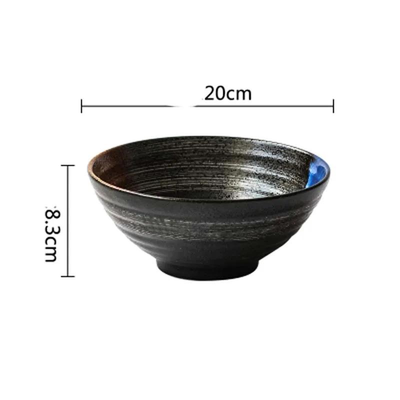 Japanese Style 7.5-inch Ramen Bowl with Mixed Sauce Ceramic Soup Bowl Retro Tableware Hat Bowl Trumpet Ramen Bowl Ceramic Bowl