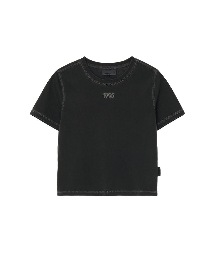 1993STUDIO Reverse Stitch Crop T-Shirt_Charcoal