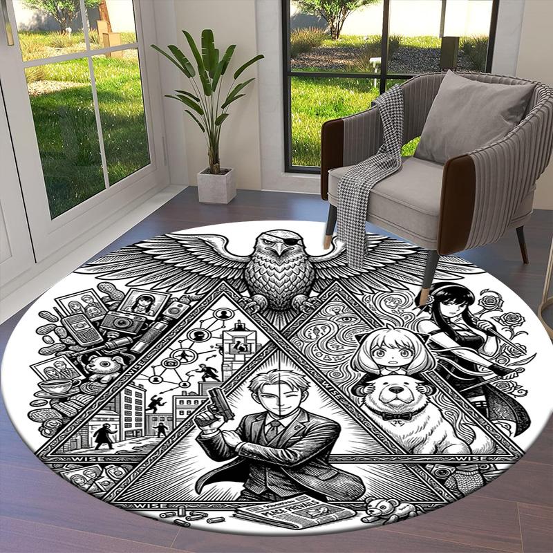 Spyxfamily Round Area Rug Carpet Rug For Living Room Bedroom Sofa Playroom Decor Nonslip Floor Mat