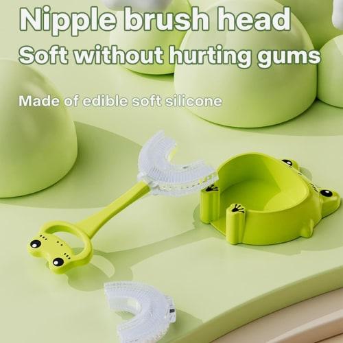 Gerinkoken Children's U-Shaped Toothbrush, Manual Toothbrush for Toddlers, Silicone Baby Teething Toy, Oral Cleaning Tool with 360× Oral Cleaning Desi