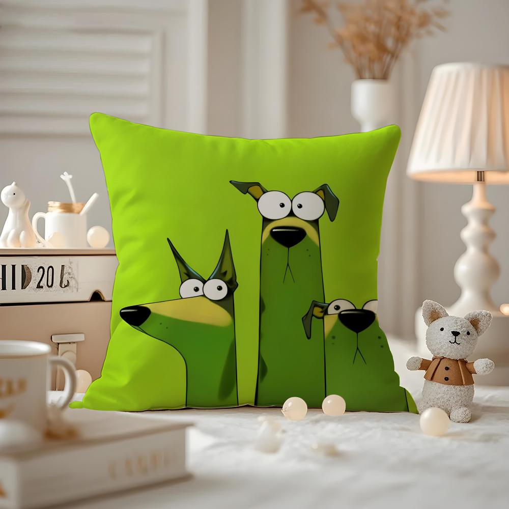 Funny Creative Cartoon Doberman Cushion Cover Anti-dustmite Pillowcase Invisible Zipper Silky Short Plush Sofa Cushion Cover