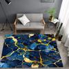 Elegant Blue and Gold Marble Doormat - Abstract Art Design for a Luxurious Home Entrance, Perfect for Modern Decor