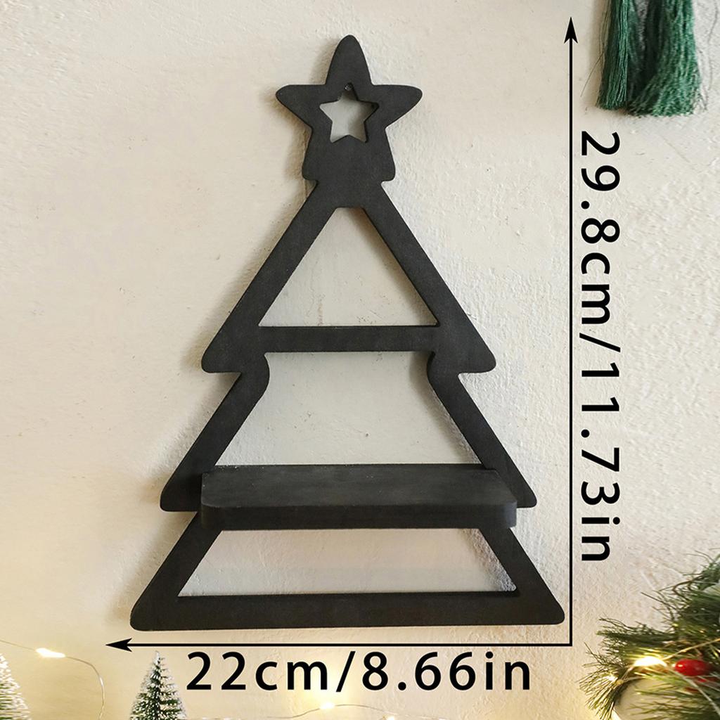 Elegant Wood Christmas Tree Storage Rack Wall Hanging Shelf for Home and Office Decors Candle Display Floating Shelves