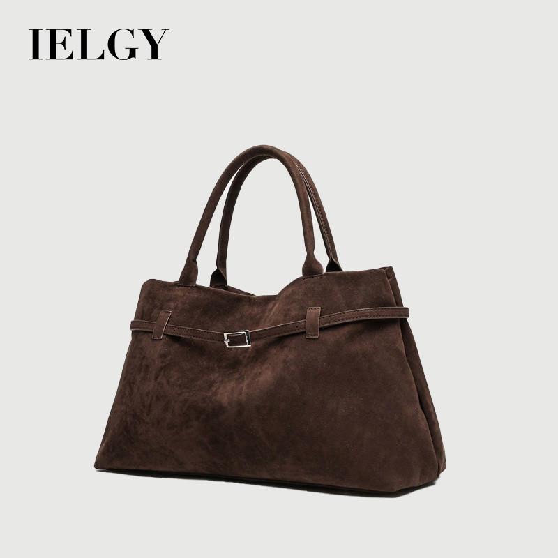 IELGY Ladies Handbag Retro Suede Tote Bag Large Capacity Commuter