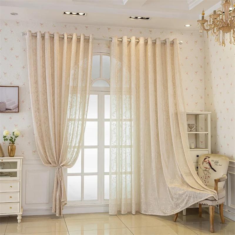 1pc Branch Embroidery Sheer Curtain 1PC Vintage Design with Grommet Hanging for Living Room Bedroom Balcony Kitchen Ready Made