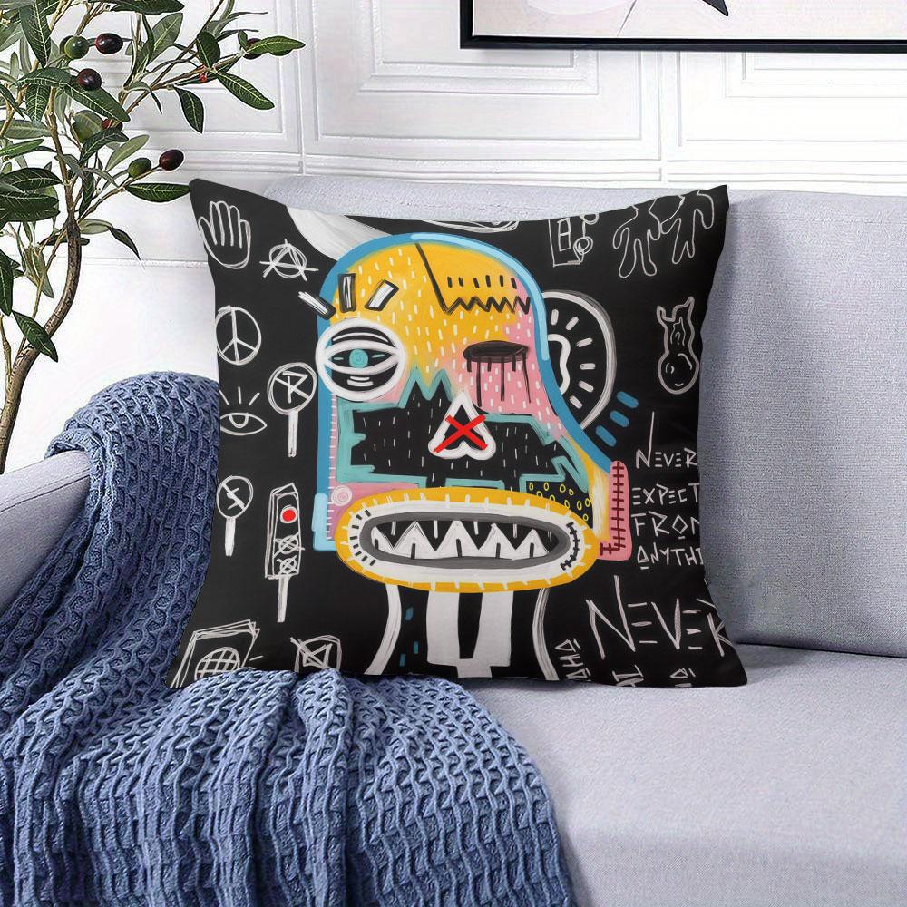 Graffiti - Style Abstract Square Jacquard Pillow Cover for Sofa Office Waist Cushion Cover Home Decorative Pillowcase