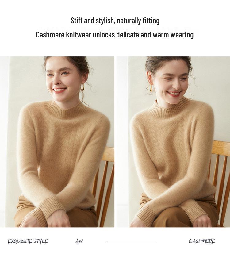 Women's Thickened Cable Knit Cashmere Sweater - Soft, Warm, and Slimming Base Layer for Autumn/Winter