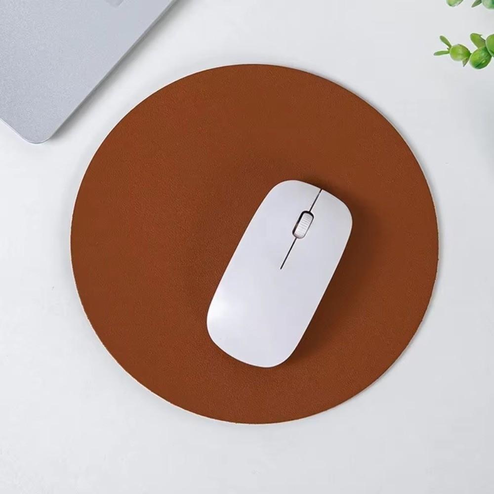 Double-side Mouse Mat Waterproof Round Mouse Pad Simple Design Leather Mouse Pad