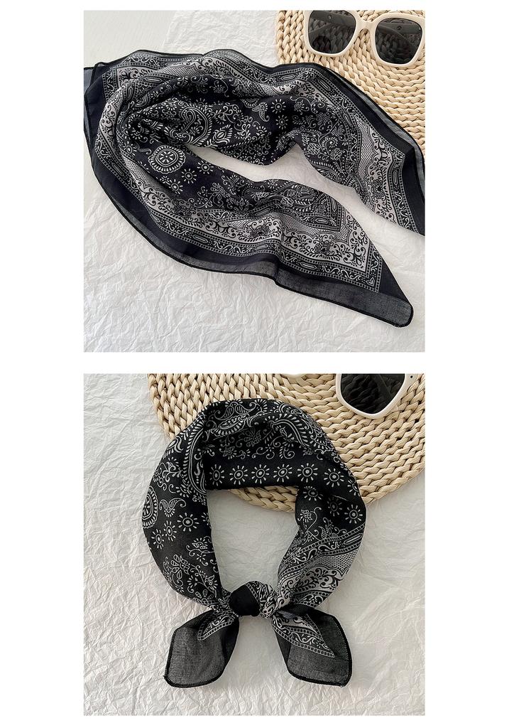 Japanese Retro Paisley Small Square Scarf For Women Multi Functional Neck Scarf For Hair Bag Decoration