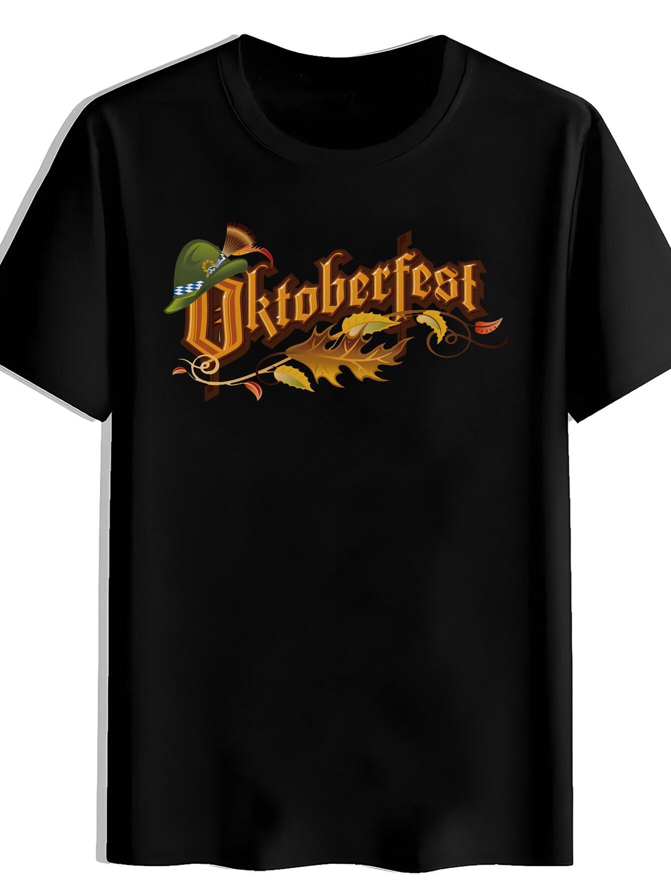T-shirt Green Traditional Bavarian Hat Oktoberfest Print XS