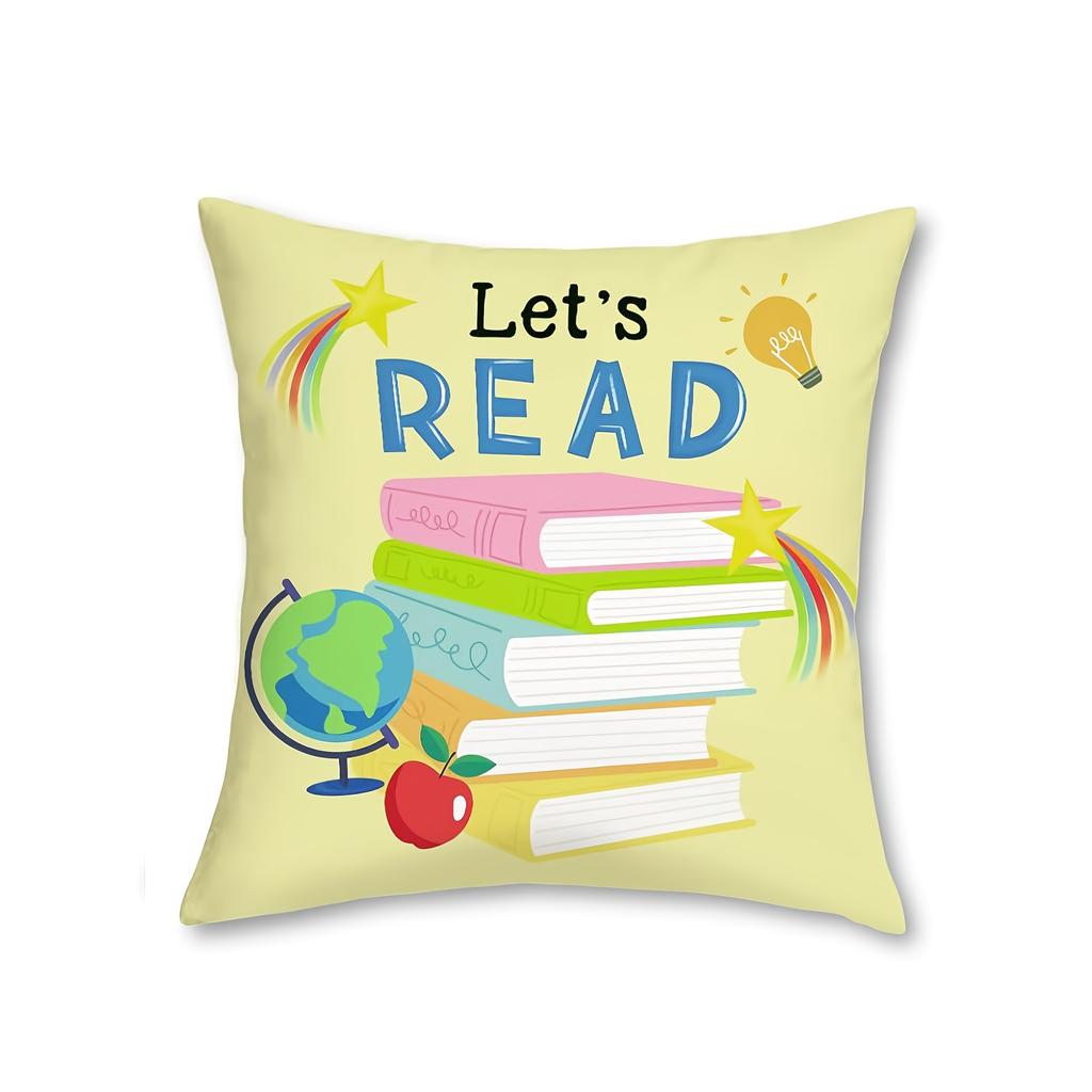 4Pcs, Reading Book Pillowcase, Reading Room Classroom Decoration Cushion Cover Decoration