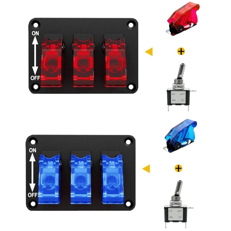 High Performances 3 Way Rocker Switches with Built In LED Lights & Dustproof Designs Car Dashboard Switches Panel for Trucks