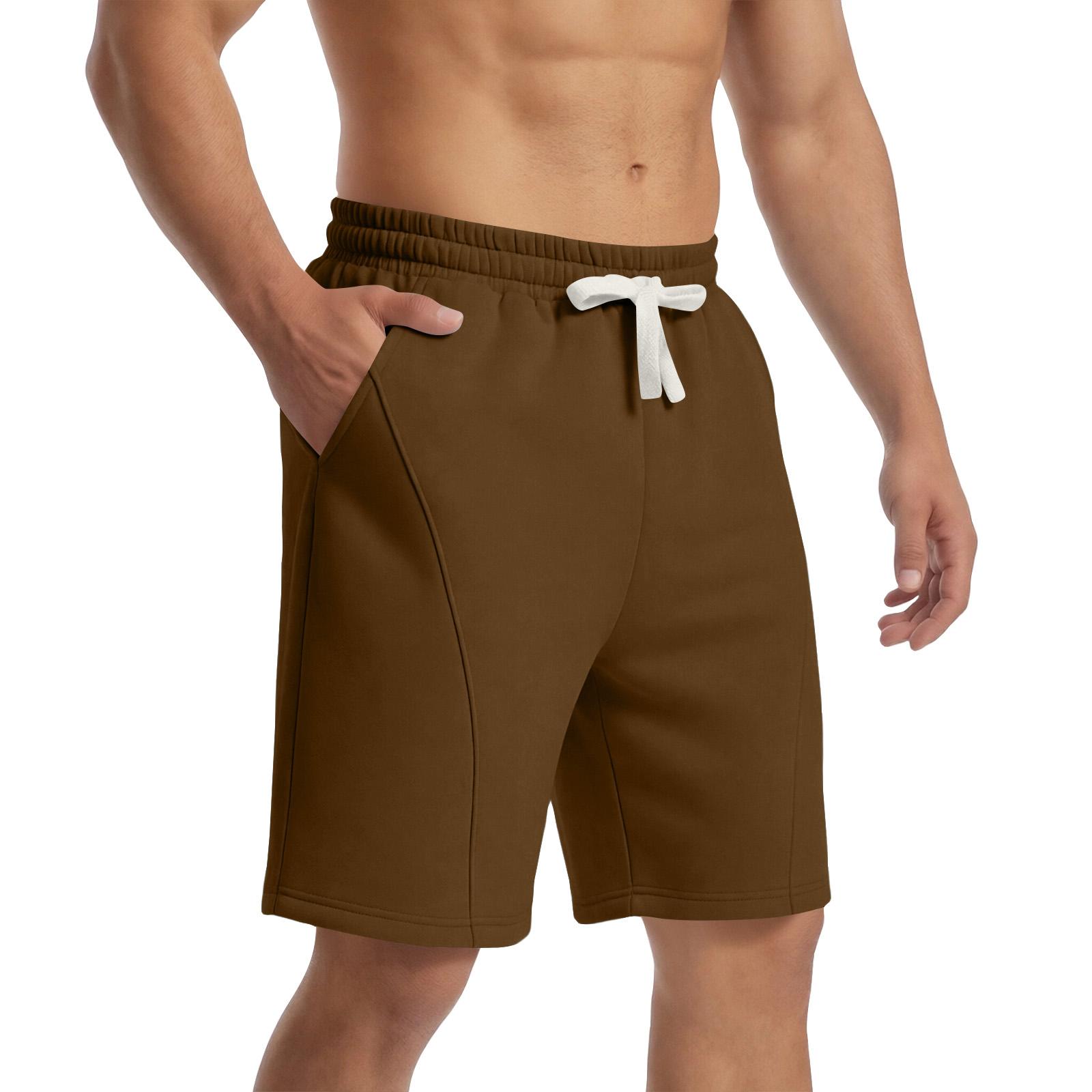 

Men s Casual Athletic Shorts Elastic Waistband Drawstring Pockets Lightweight Comfortable Fit Gym Running Workout Sportswear XXL коричневый