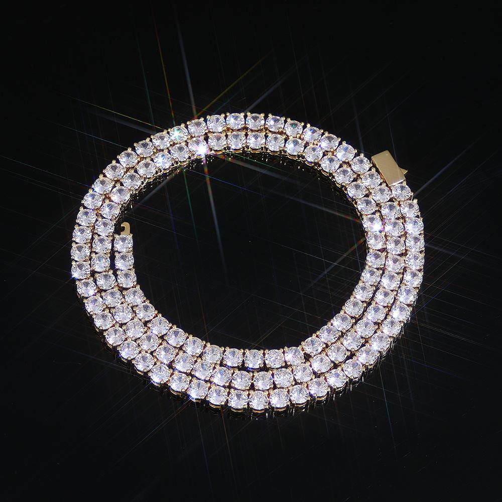 Zubehör Federverschluss Tennis Kette Zirkonia Halskette Hip Hop Zubehör Vollbesetzt Diamant Herren Halskette