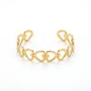 QIAOREN 12723 Stainless Steel Adjustable Heart Open Cuff Bracelet 18K Gold Plated Hollow Heart Bangle for Women