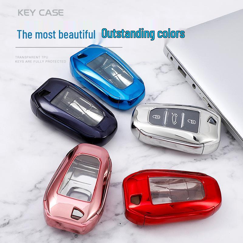 Dongfeng Peugeot 408/5008/508L Key Cover 2019 Model with New Logo, TPU Car Key Bag