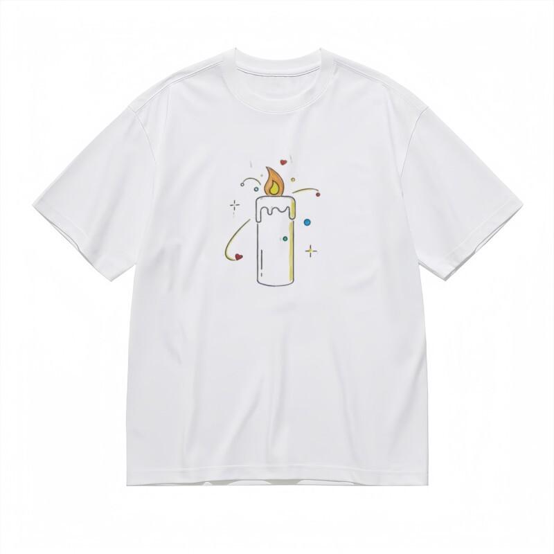 

Women s Breathable Classic T-Shirt Melted Wax Playful Motif Design Cotton Tee 4XL