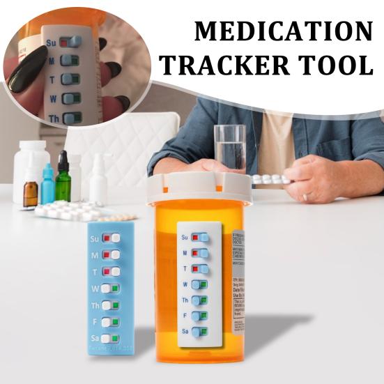 Pill Reminder And Tracker Tool Reusable Peel And Stick Medication Pet Med Reminder Sunday to Saturday Tracker Attach to Your Bottle for Travel