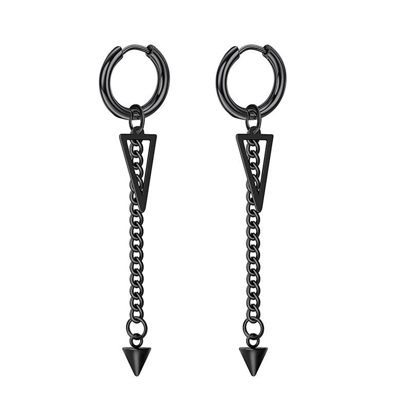 Black Series Titanium Steel Punk Style Earrings - Unisex, Korean Fashion, Unique Design