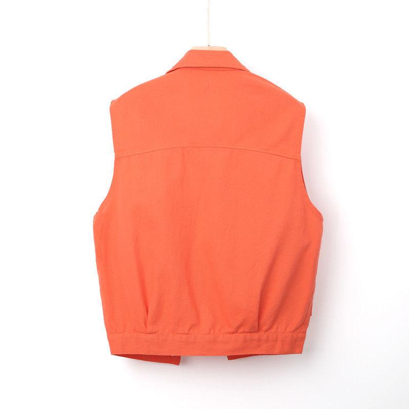 Women's Colorful Denim Vest - Trendy Spring/Autumn Jacket with Large Pockets and Slimming Fit