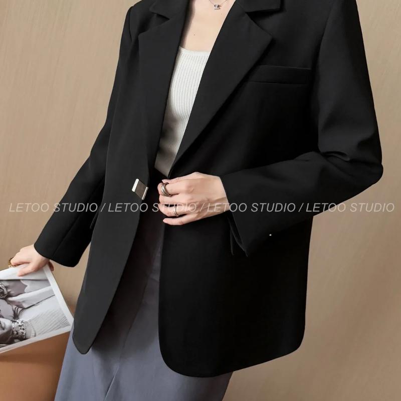 Women's Spring Cropped Blazer Spring Autumn Casual Oversized Short Suit Jacket