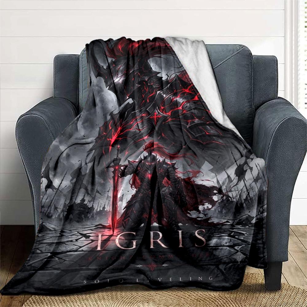 Solo Leveling Igris Print Flannel Blanket High Quality Warm Comfortable Cover for All Seasons Perfect for Gifts Home Decor