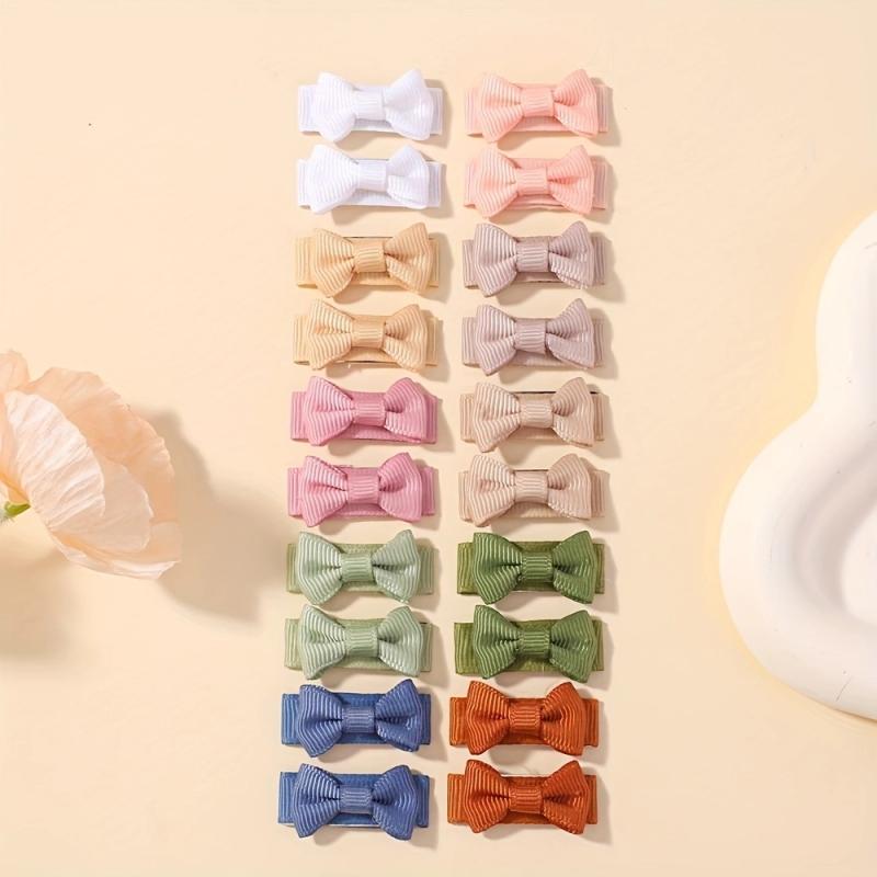 

20 шт./набор Мини-бантики Заколки для волос для маленьких девочек Детские Однотонные бантики Заколки-невидимки Ручная работа Головные уборы Аксессуары для волос