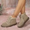 United States Winter Thick-soled Velvet Thickened Snow Boots Women's Foreign Trade Large Size Warm Lace-up Short Boots Cotton Shoes Women