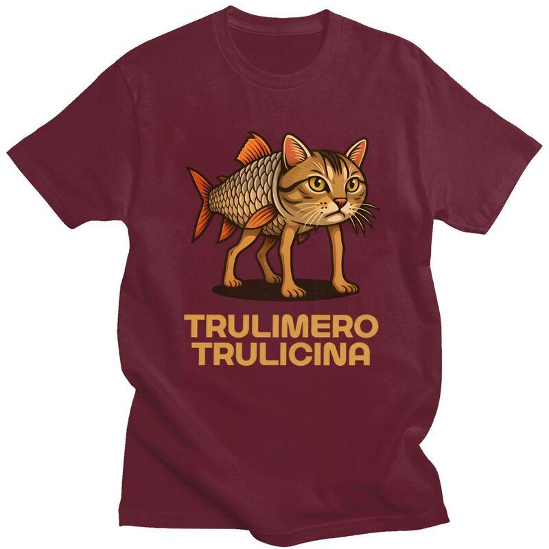 Italian Brainrot Fish Cat Meme TShirt 100 Cotton Tee Tops Streetwear Round Neck Tshirts Casual Short Sleeve For Men Birthday