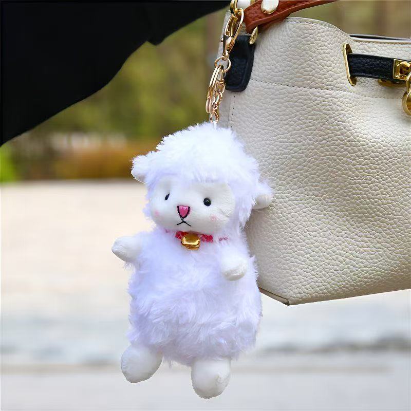 12cm Lamb Keychain Plush Toy Pendant Cute Lady Baby Pendant Cartoon Sheep Baby Birthday Christmas Gift For Children -4