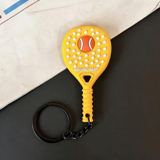 Keychain Vibrant Color Tennis Racket Design Keyring Sports-themed Bag Charm Non-slip Grip Key Chain Backpack Accessories
