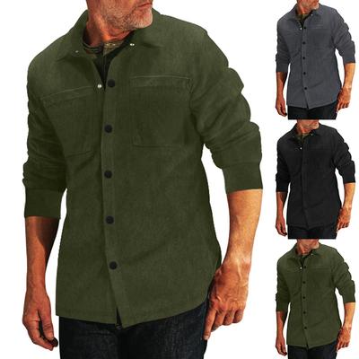Spring and Autumn New Men's Shirt Long Sleeve Leisure Pocket Lapel