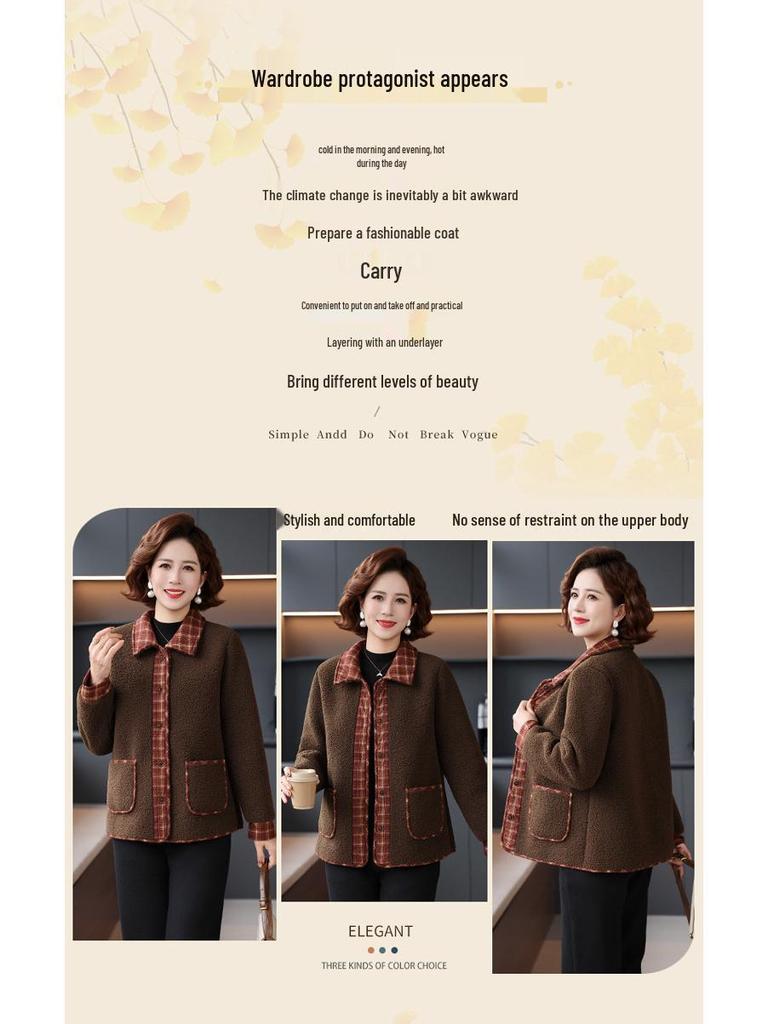 Women's Plaid Patchwork Fleece Lapel Jacket Cardigan – New Spring Arrival