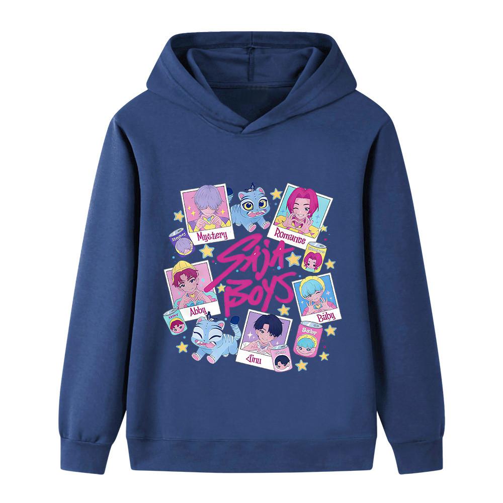 B1206 Kids Boys Girls Sajaboys Kpop Rumi Zoey Mira Print Long Sleeves Hoodie