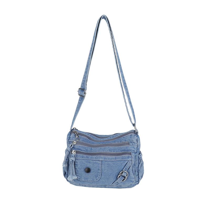 Jeans Crossbody-Tasche mit mehreren Reißverschlusstaschen, lässige Umhängetasche für Damen, für den täglichen Gebrauch und Reisen