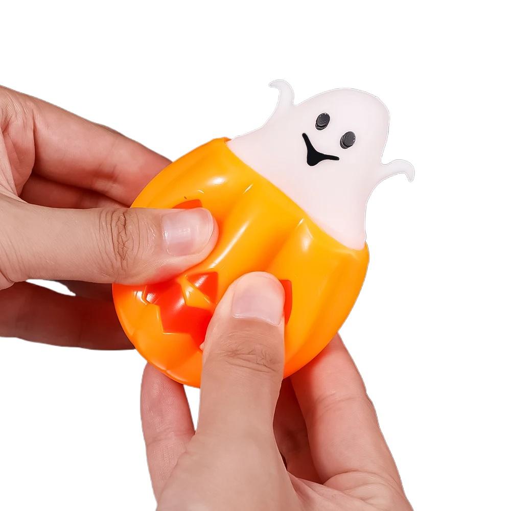 Halloween Pumpkin Ghost Squeeze Toy Soft Pinch Squish Gadget Stress Relief Vent Novelty Party Decor Relaxation Gift