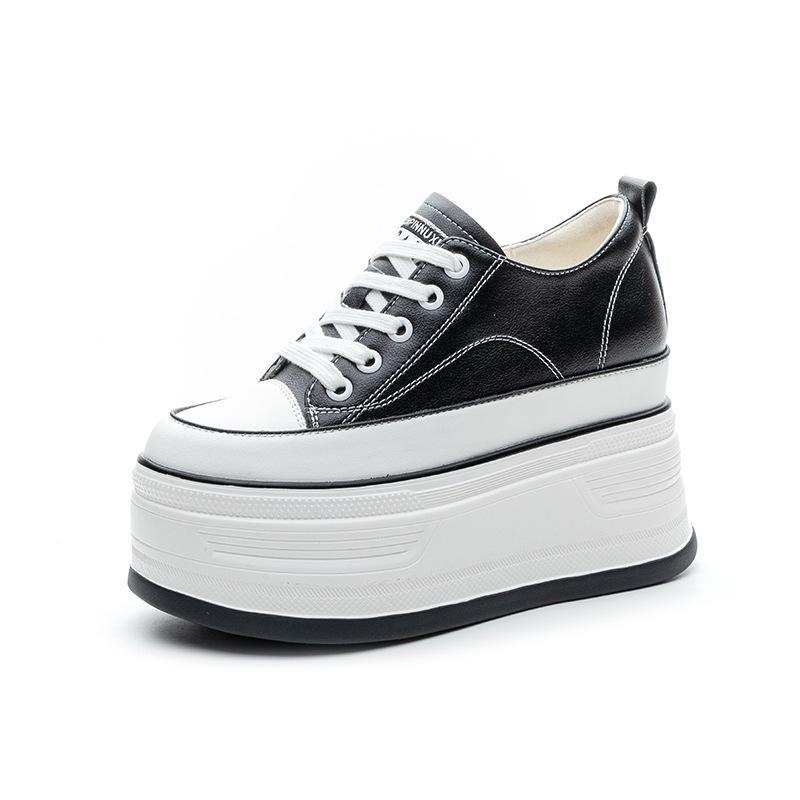 

Мода 12 см Черные Трендовые Туфли Женские Высокие Кроссовки Женские Ботильоны на Платформе Basket Femme Chaussures Femmes Обувь для Увеличения Роста 38 чёрный