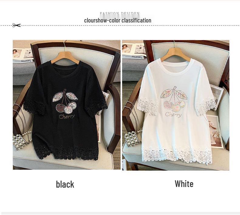 Plus Size Women's Loose Round Neck Mid-Length Short Sleeve T-shirt (Bust 150/160)