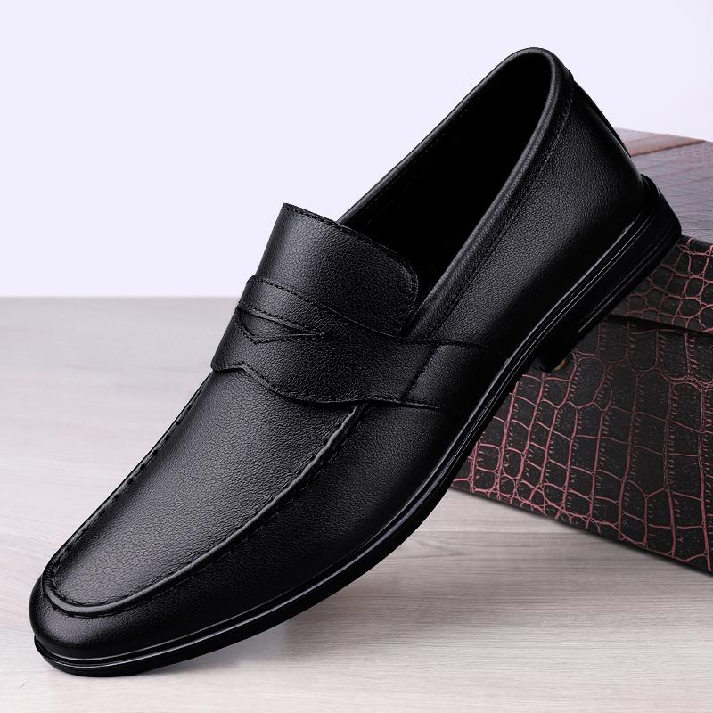 Spring Autumn Men Casual Loafers Soft Moccasins High Quality Genuine Leather Slip-on Men Shoes Black Driving Business Shoes