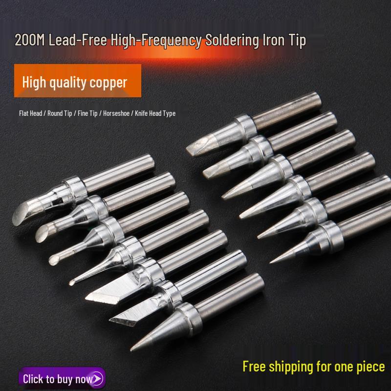 High-Frequency Purple Copper Electric Soldering Iron Tip 203H BY200 - Knife, Horse Hoof, and Round Shapes