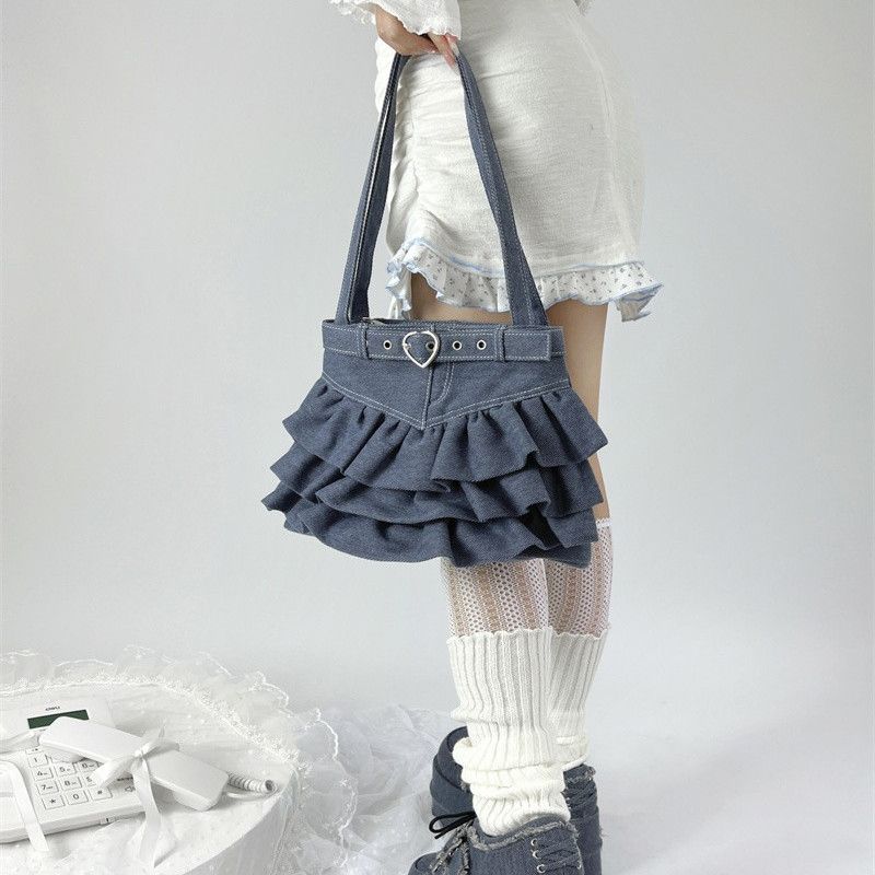 

Hot Girl Denim Skirt Shaped Handbag Women Vintage Shoulder Bag Ladies Personality Design Y2K Tote Bag Trendy Street Style 2025