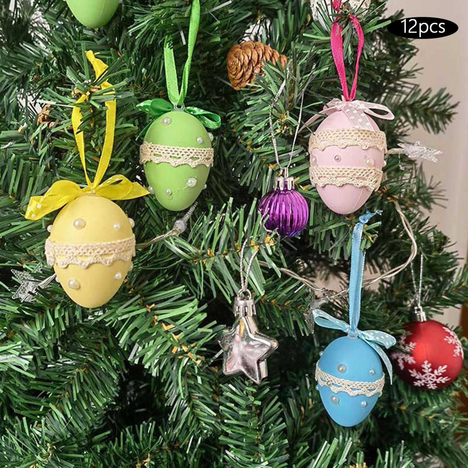 

12x Easter Eggs Toy Decorative Multicolor Lace for Decor Kids Holiday