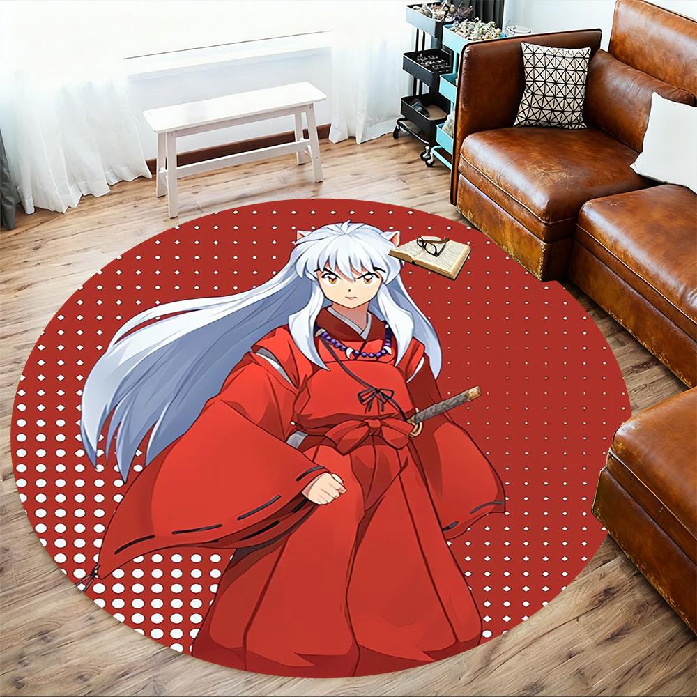 1pc Inuyasha, Red Cloak Round Chair Mat Area Rug - Non-Slip, Floor Mat for Office, Bedroom, Home Decor Christmas Gift P0811267