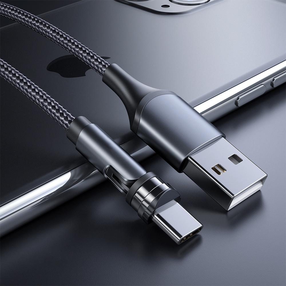

2m Type-C Data Cable 540 Degrees Rotatable Braided Charging Cable+Magnetic Plug Red