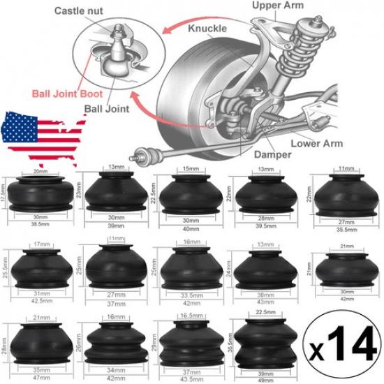 14 шт. Комплект шаровых опор подвески и рулевого управления, пыльников, рулевых тяг для автомобиля и грузовика
