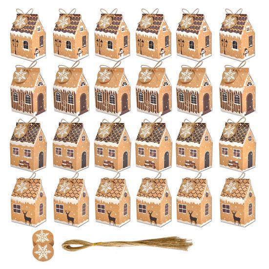 24 Pcs Christmas Gingerbread House Gift Box Paper House Treat Boxes for Holiday Party Favors Cookie Candy Gifts Packaging