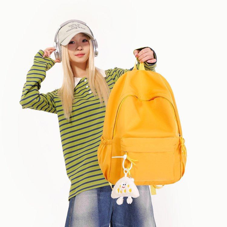 Schoolbag New Lightweight Schoolbag College Students Large Capacity Simple High Value Solid Color Lightweight High School Students Versatile Backpack